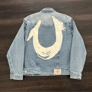 NWT TRUE RELIGION Painted Hs Oversized Jimmy Jacket Denim Jacket Size L